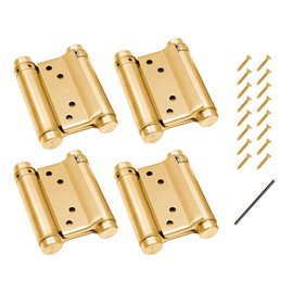 2 Pairs (4Pcs) of 3" Stainless Steel Cafe Saloon Door Swing Self Closing Double Action Spring Hinge Brass w/Screws