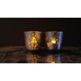MystiqueDecors Blue Tea Light Votive Candle Holders Set of 2 Wedding Table Home Decor Gift