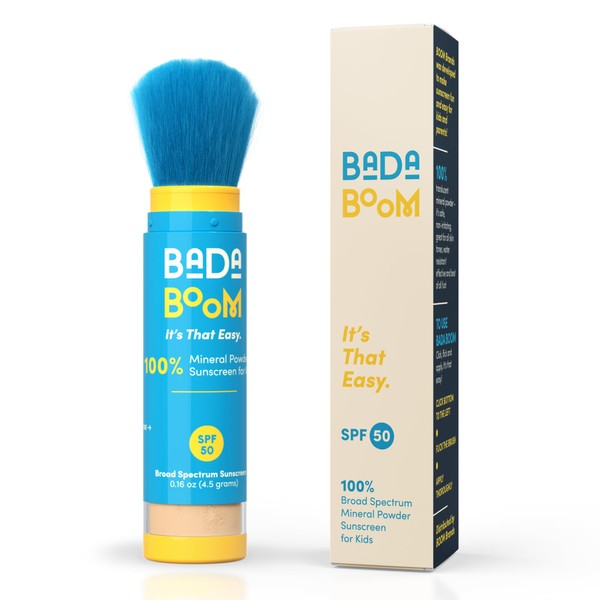 Bada Boom Mineral Translucent Sunscreen Powder, Brush on SPF 50 for Kids and Sensitive Skin