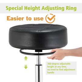 Professional Rolling Stool with Adjustable Height – 360° Swivel Wheels, Ergonomic PU Seat & Heavy-Duty Steel Base for Medical, Salon, Workshop – Supports 400 lbs, Tool-Free Assembly, ANSI-Certified