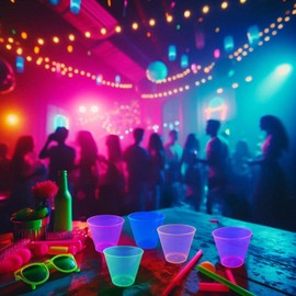 Party Essentials N910090 Brights Plastic Party Cups/Tumblers, 9-Ounce Capacity, Assorted Neon Colors (Case of 600)