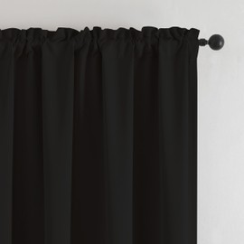 Upcortinassi Fire Resistant Curtain for School, Test Certification NFPA701, Rod Pocket Top, Black 52 x 63 inch, Pack of 1 Panel
