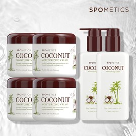 Spometics (Hyundai Home Shopping) Coconut Cream 300ml*4 + Coconut Oil Lotion 300ml*2, Single Attribute / 스포메틱스 (현대홈쇼핑)  코코넛크림 300ml*4개 + 코코넛오일 로션 300ml*2, 단일속성