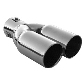 Rumplex Exhaust Trim Double Pipe Double Round Stainless Steel Sports Exhaust Tailpipe End Pipe Trim Exhaust Tips Tailpipe Trim Silencer Tip Universal Exhaust Pipe Chrome Rustproof