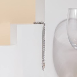 Mameloly 3mm Cubic Zirconia Classic Tennis Bracelet Silver Round Charm CZ Bracelets for Women Size 7 Inch