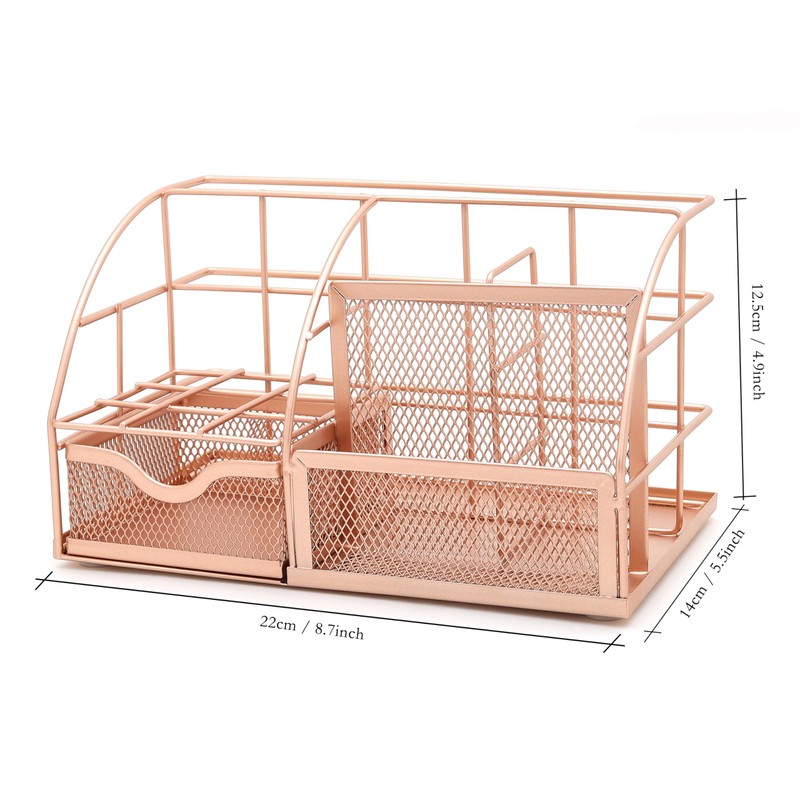EXERZ Table Organiser/Desk Organiser/Desk Tidy/Pen Holder/Multifunctional Organiser (Rose Gold)
