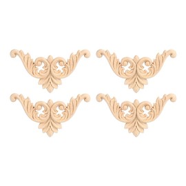 4pcs Wood Carved Furniture Appliques Corner Onlay Applique Furniture Home Door Decor DIY(8*8)