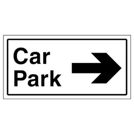 V Safety Car Park Arrow Right Sign - 300 x 150 mm - 1 mm Rigid Plastic Safety Sign