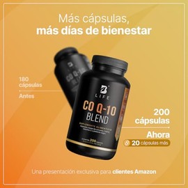 B Life Coenzima Q10  200 Cpsulas  1000 mg por porcin  Adicionado con Crcuma y Vitamina C  Ingredientes naturales  Co Q-10 Blend.                      