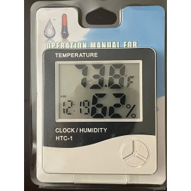 HTC 5 Piece Hygrometer Thermometer Temperature Humidity Meters HTC-1 W/Alarm Clock