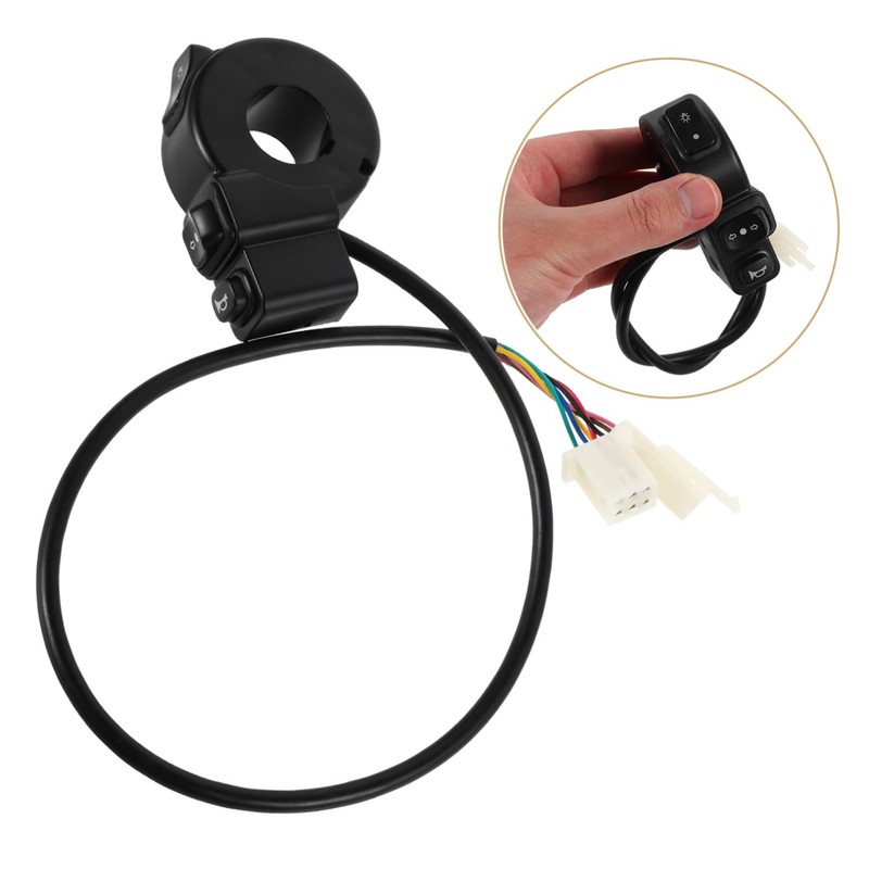 MAGICLULU Ebike Horn Button 22mm Motorcycle Handlebar Switch 3-Function Turn