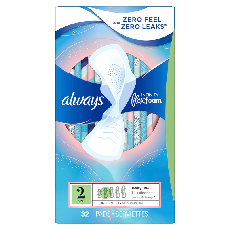 Always Infinity Feminine Pads for Women, Size 2, Heavy Flow