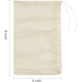 TUZAZO 24 Pack Reusable Tea Bags, Soup Bags, Cheesecloth Bags for Straining, Spice Bags for Cooking, Drawstring Muslin Bags, Sachet Bags, Coffee Tea Brew Bags (4 x 6 inch)