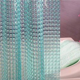 Teal Waterproof PEVA Plastic Shower Curtain Liner Heavy Duty No Chemical Smell 12 Rustproof Grommets Holes with 12 C Hooks 72 x 72 inches (Teal)