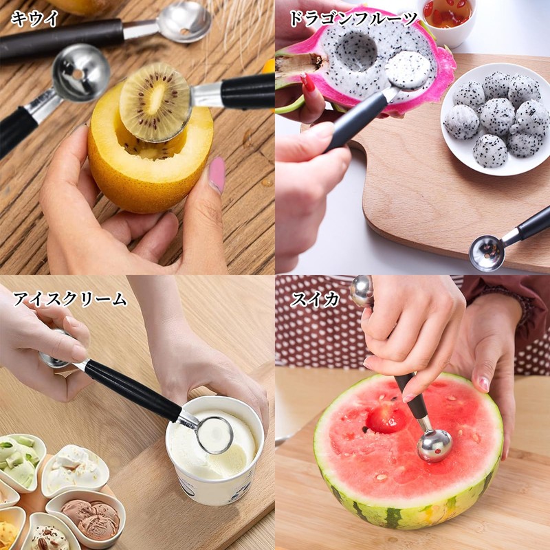 Liroyal Melon Baller Scoops Fruit Scoopers (Set of 2) Ice