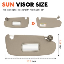 Beige Passenger Right Side Sun Visor Replacement Compatible with 2002-2009 Dodge Ram 1500 2500 3500 Replace 1CT11TL2AA