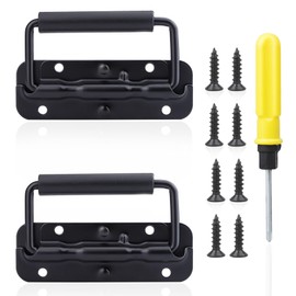 Roosea Spring-Loaded Crate Handle Set of 2 Folding Handle Stainless Steel Box Handle 120 mm Folding Handles Foldable Black Carry Handle Hardware Boxes Handle Carry Handles for Crates Toolbox Door with