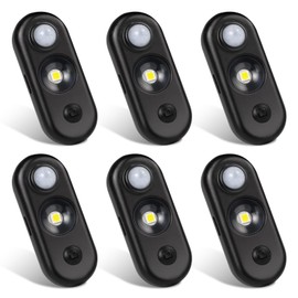 LEDLampsWorld LED Motion Sensor Light Indoor, Magnetic Under Cabinet Lighting Warm White, Black Dimmable Rechargeable Puck Lights for Closet, Kitchen, Stairs(6 Pack)