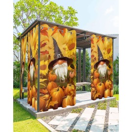 YESOF66 Outdoor Curtains Waterproof, Patio Curtains Fall Gnome Sunflower Pumpkin Grommet Top Vertical Drapes, Indoor/Outdoor Privacy Curtains for Porch, Balcony, Garden, Cabana Decor 54"x84"