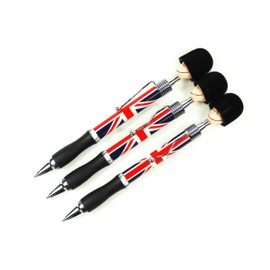 Rollerball Pens - Set of 3 Soldier Head Union Jack Ball Pens, London Souvenir Collectable