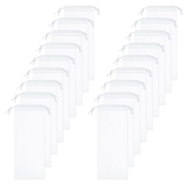 sourcing map 18pcs Umbrella Bags 14.6"x5.9" Wet Umbrella Sleeve Cover Reusable Folding Umbrella Storage Bag with Drawstring for Folding Travel Umbrellas, White