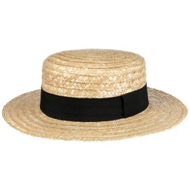 Lipodo Circular Saw Straw Hat Beige Women/Men - Sun Hat Made of 100% Wheat Straw - Boater Made in Italy - Gondolier Hat for Spring/Summer - Hat with Grosgrain Ribbon, natural