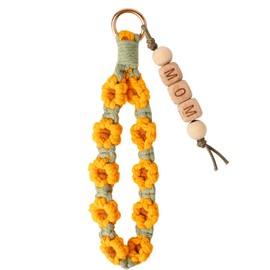 Wristlet Sunflower Keychain,Mom keychains, Sunflower Gifts for Women, Boho Macrame Keychain, Teacher Appreciation Gifts for Women - Teacher Bracelet Gift for Teachers Appreciation Week