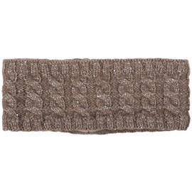 styleBREAKER women knit headband with plait pattern and sequins, fleece lining, hairband, headband, women 04026028, color:Brown