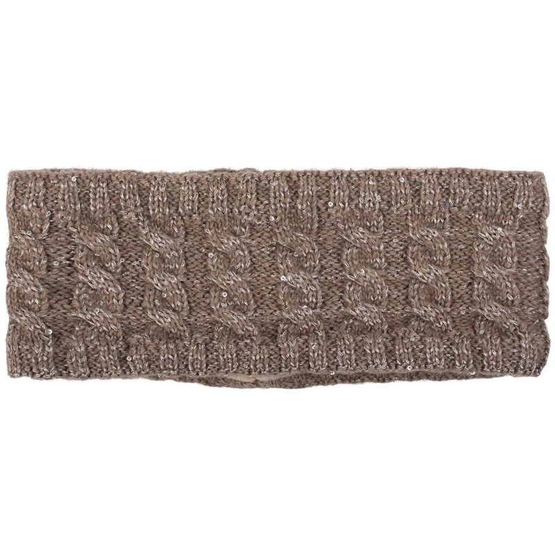 styleBREAKER women knit headband with plait pattern and sequins, fleece