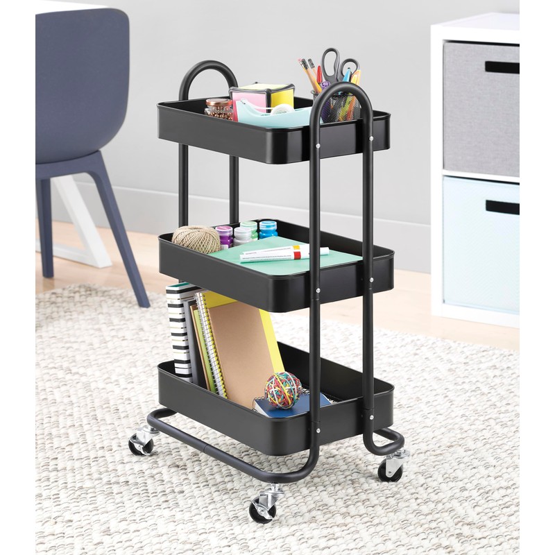 Whitmor 3-Tie Metal Cart, Black