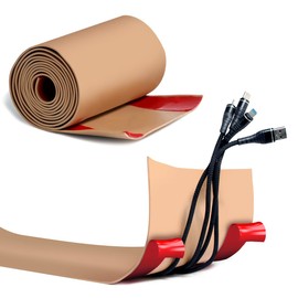 PVC Floor Cord Cover with Adhesive Tape for Any Flooring Surface 6” W X 10’L PVC Cord Wire Cover Overfloor Cord Protector Cable Grip Strip Hold Cords in Place for Power Cords Line (Brown)