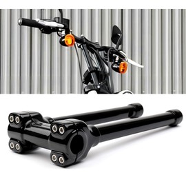 TIGERSGATE Black 1 inch Diameter Investment-cast steel Risers 12 inch Rise One-Piece Handlebar Top Clamp Kit for Dyna Softail Sportster