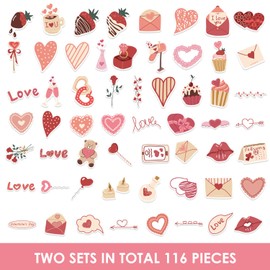 YSJCHEBS 116 romantic stickers, creative graffiti stickers, cute stickers, can be used to decorate luggage, scooters and guitars