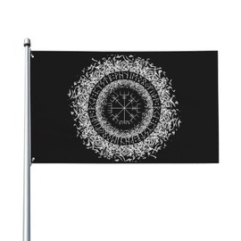 3x2ft Viking Compass Rune Flag for House Lawn Hanging Decoration Yard Banner Holiday Welcome Flags with 2 Metal Grommets Indoor Outdoor