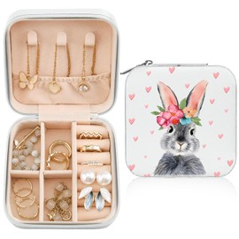 MAYCARI Jewelry Box with Cute Pink Pig Pattern Design, PU Leather Jewelry Travel Organizer Case-Rings/Earrings/Necklace Storage Box for Women Birthday Mom Friends Her Bridesmaids Girls Gifts