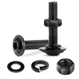 10Pcs M6 x 20mm Bolt Flanged Button Head Socket Cap Bolt Screws, Black Oxide 304 Stainless Steel Nuts and Bolts, Allen Screws, Flat & Lock Washers, Nuts and Bolts Assortment Kit by Wavanta