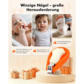 Baby Nagelknipser, Sanfter Nagelschneider für Babys, Kinder Nagelknipser mit Nagelfeile, Ergonomischer Griff für kleine Finger & Zehen, Sicherer Edelstahl Baby Nagelzwicker