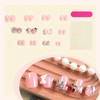 LPOODDNU 3D Press on Nails with Charms Short Square Fake