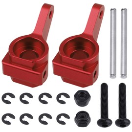 Hobbypark Aluminum Alloy Front Steering Blocks Replacement of 3736 for 1/10 Scale RC Traxxas Slash 2WD Rustler VXL Stampede Bandit Upgrade Parts (Red)