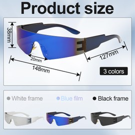 DGMI Futuristic Sunglasses, Quick Glasses Rave, Rave Glasses, Sunglasses Party Glasses Alien, Futuristic Mirrored Sunglasses, Party Glasses, Cosplay Costume Accessories