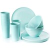 Youngever 18-Piece Plastic Kitchen Dinnerware Set, Plates, Dishes, Bowls, Cups,