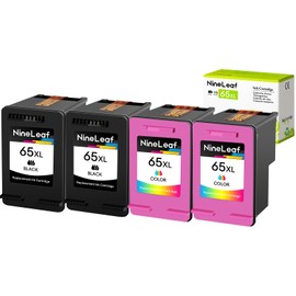 NineLeaf Remanufactured Black and Color Combo Ink Cartridge 65XL Replacement for HP 65 XL N9K04AN N9K03AN Compatible with Envy 5055 5058 Deskjet 2655 2652 3730 3752 3758 Printer (2+2)
