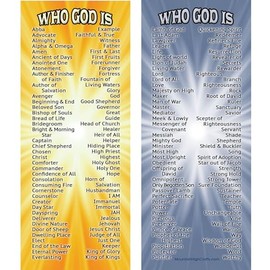 Names of God Book Mark, Set of 10, 156 Names & Descriptions of God, Christian Gift, Blue and Gold