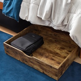 DormCo The Storage MAX - Underbed Wooden Organizer with Wheels - Warm Wood