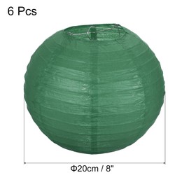 PATIKIL 8 Inch Paper Lanterns, 6 Pack Round Folding Hanging Lamp Shade for Wedding Home Party Festival Celebration, Dark Green
