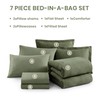 Monbix Queen Comforter Set - 7 Pieces Cationic Dyeing Olive