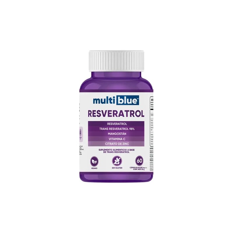 Suplemento Nutricional Multiblue Resveratrol Cápsulas Antioxidante Semilla Uva Vitamina