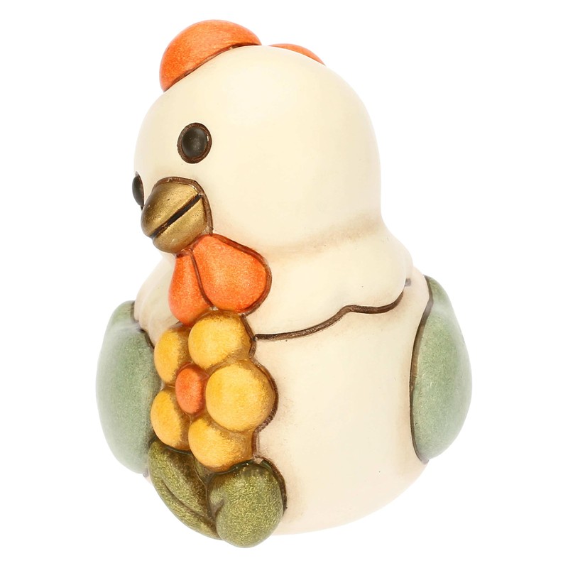 THUN, Gallina Ester con Fiore in Ceramica Decorata a Mano,