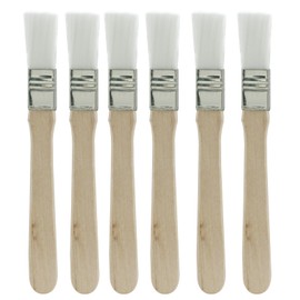 Hitefu 0.6 Inch Width Flat Paint Brushes, White Nylon Bristle with Wood Handle, Painting Tool for Oil Canvas Watercolor Gesso Wall Door Cabinets Furniture Fences (6 Packs)