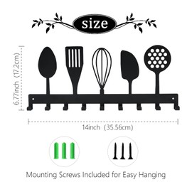 Metal Key Holder, Wall Mounted Key Hooks, Key Holder for Wall, Key Organizer Rack with 9 Hooks, Key Hanger Decor for Kitchen, Entryway, Hallway, Bedroom, Doorway (Cookware 14IN)